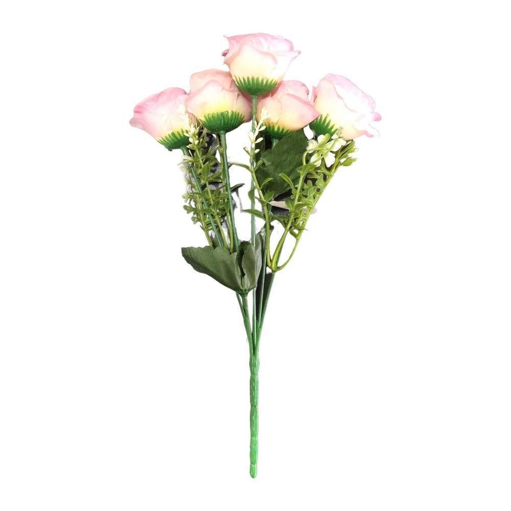 Flor Artificial Buquê Mini Rosa Com 5 Galhos - 28cm - 8