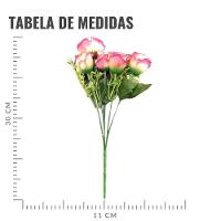 Flor Artificial Buquê Mini Rosa Com 5 Galhos - 28cm - 2