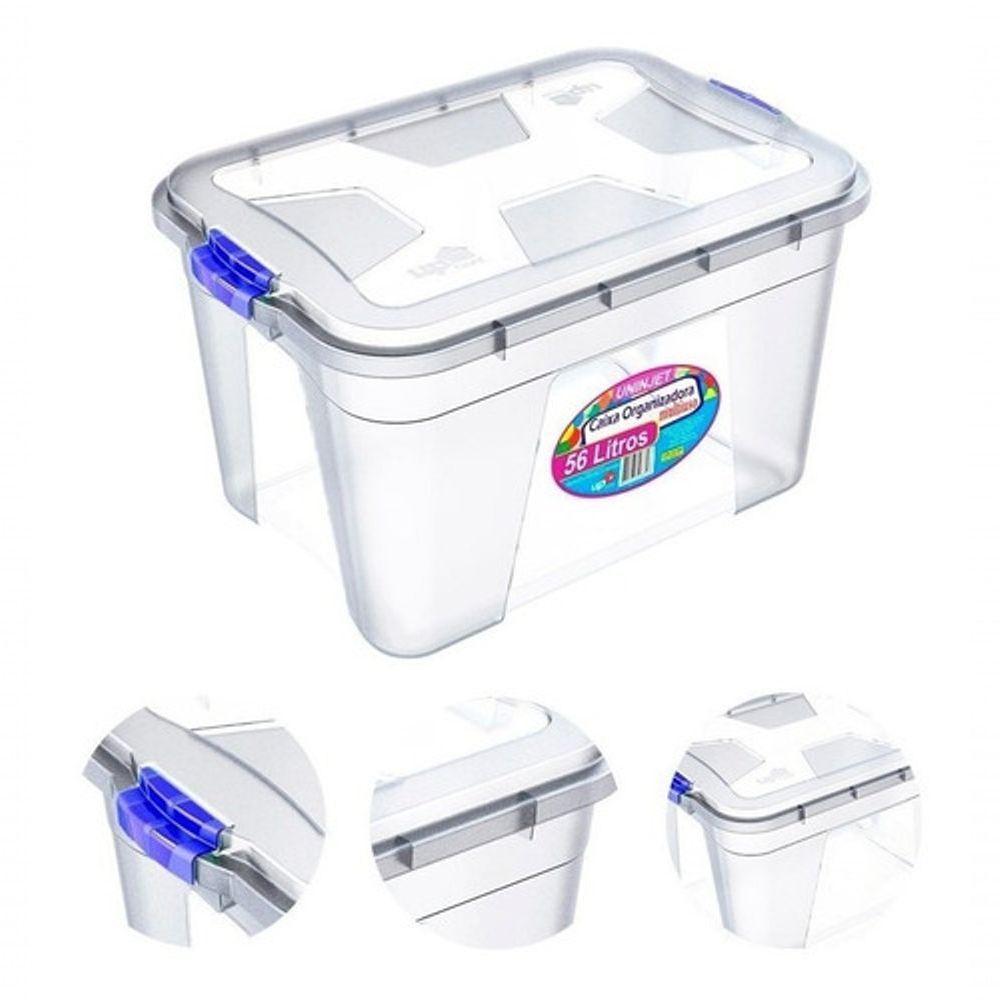 Caixa Organizadora Multiuso Plástica 56 Litros Com Tampa - Espaço Amplo Para Organização - 4