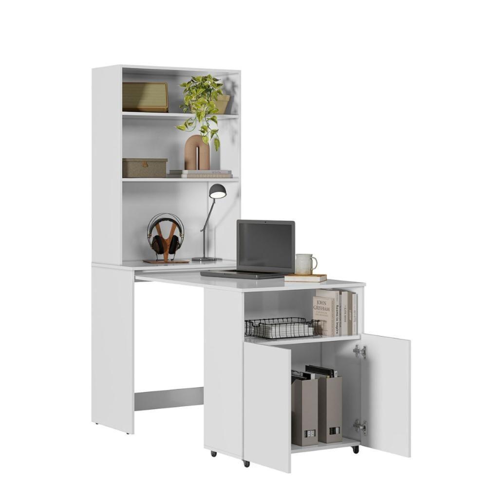 Mesa Com Estante Para Quarto Pequim Branco - 2