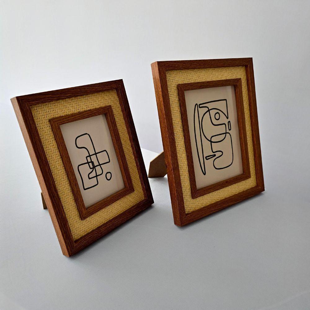 Porta Retrato Madeira - Borda Rattan 15 X 20cm - 6