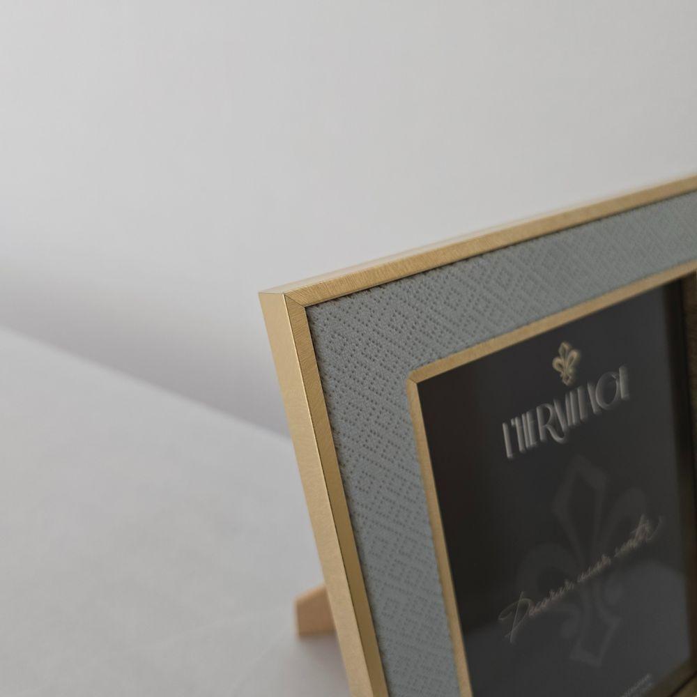 Porta Retrato Ps - Veludo Azul - Dourado 15 X 20cm - 4