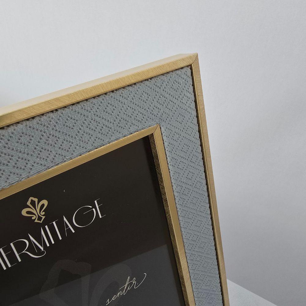 Porta Retrato Ps - Veludo Azul - Dourado 15 X 20cm - 6