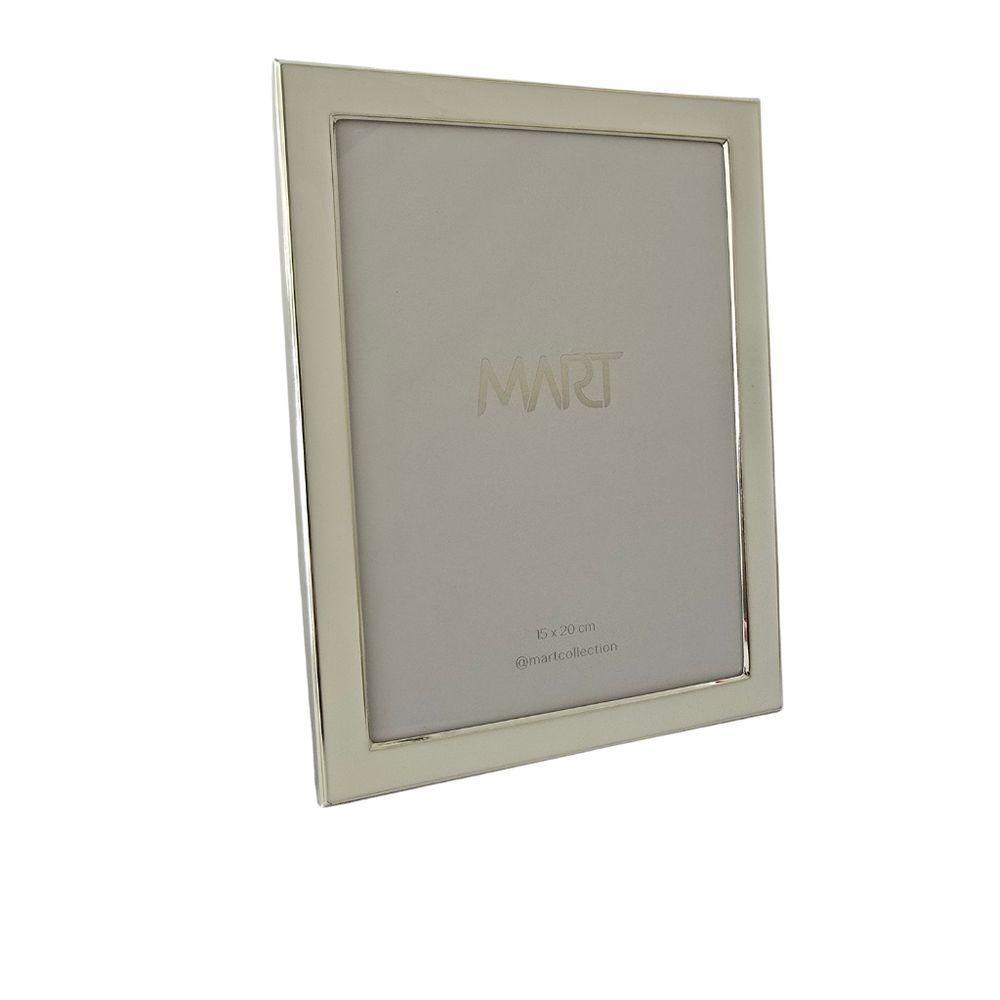 Porta Retrato Metal Prata - Borda Branca 15 X 20cm - 1