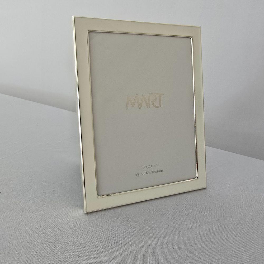 Porta Retrato Metal Prata - Borda Branca 15 X 20cm - 2