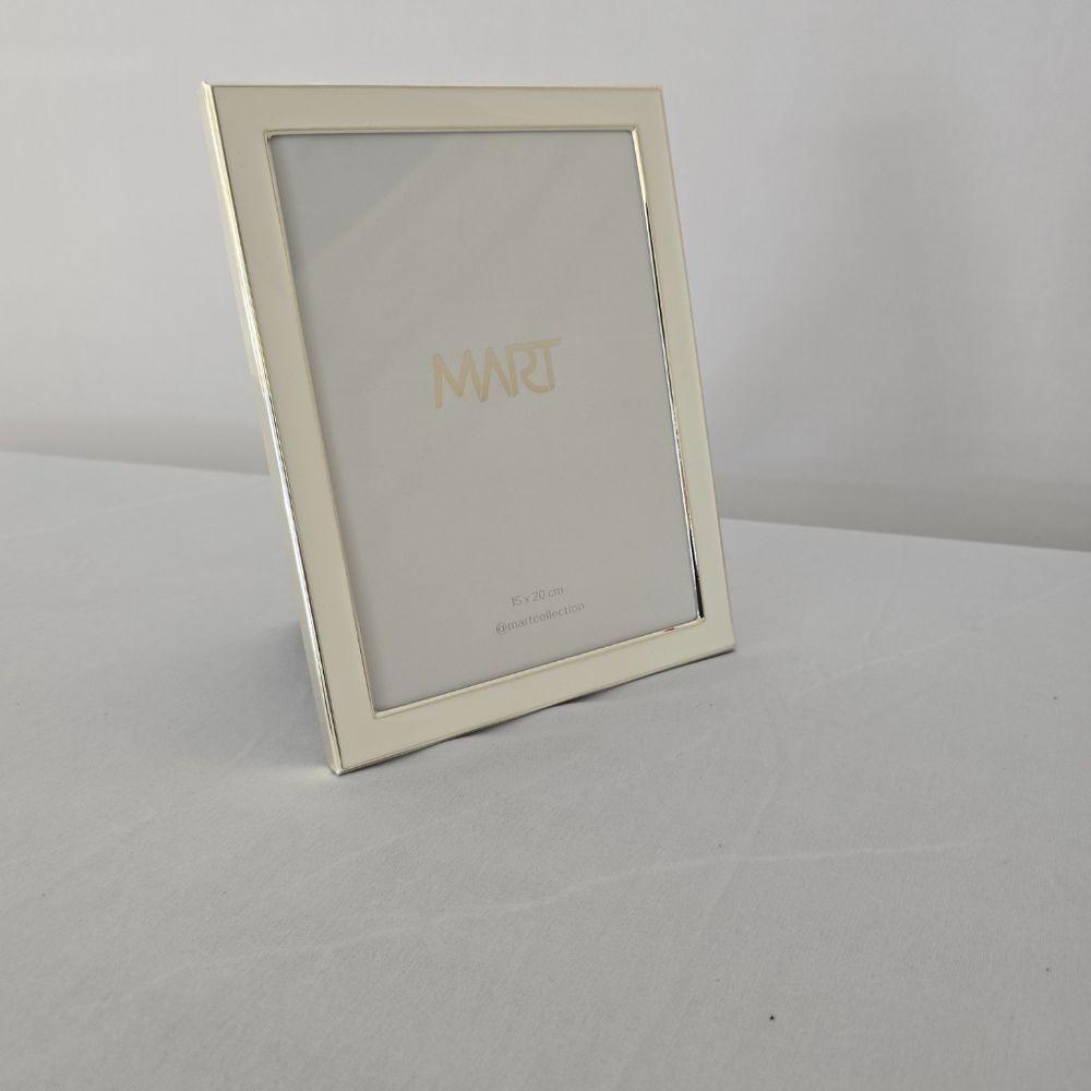 Porta Retrato Metal Prata - Borda Branca 15 X 20cm - 5