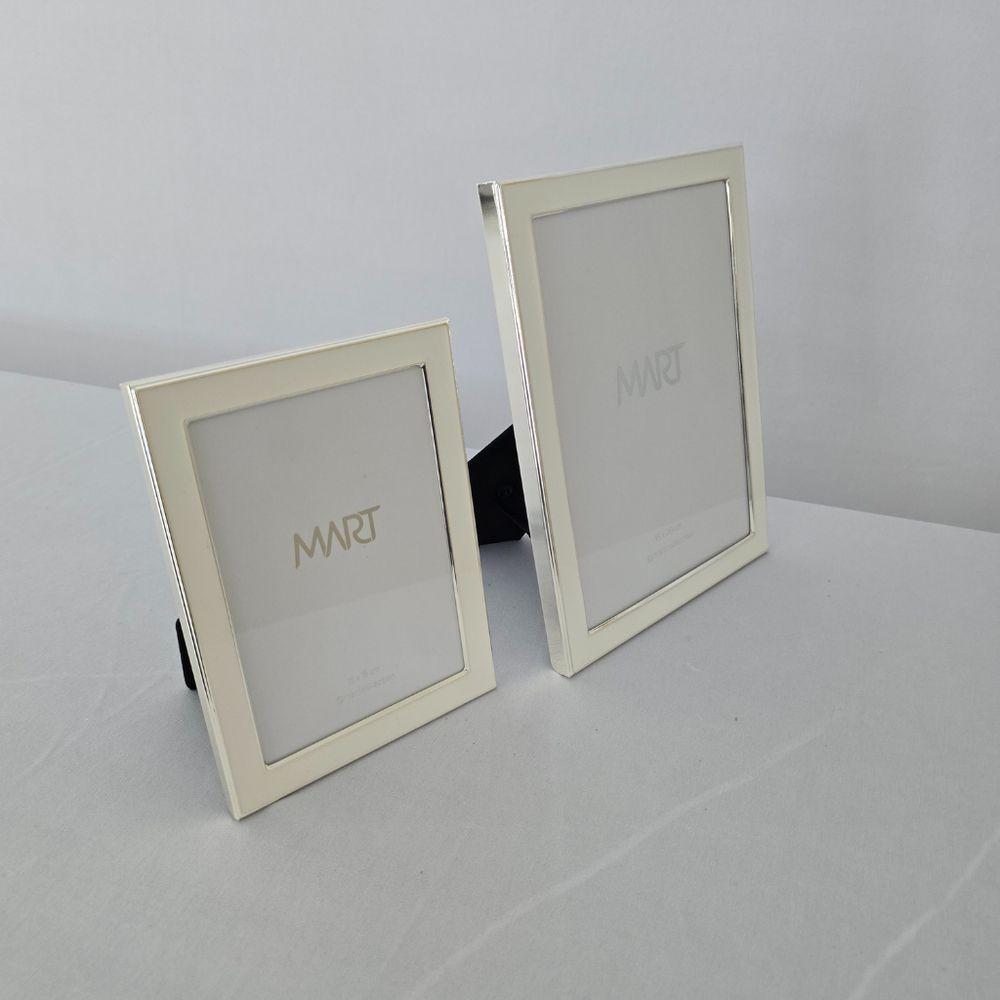 Porta Retrato Metal Prata - Borda Branca 15 X 20cm - 6