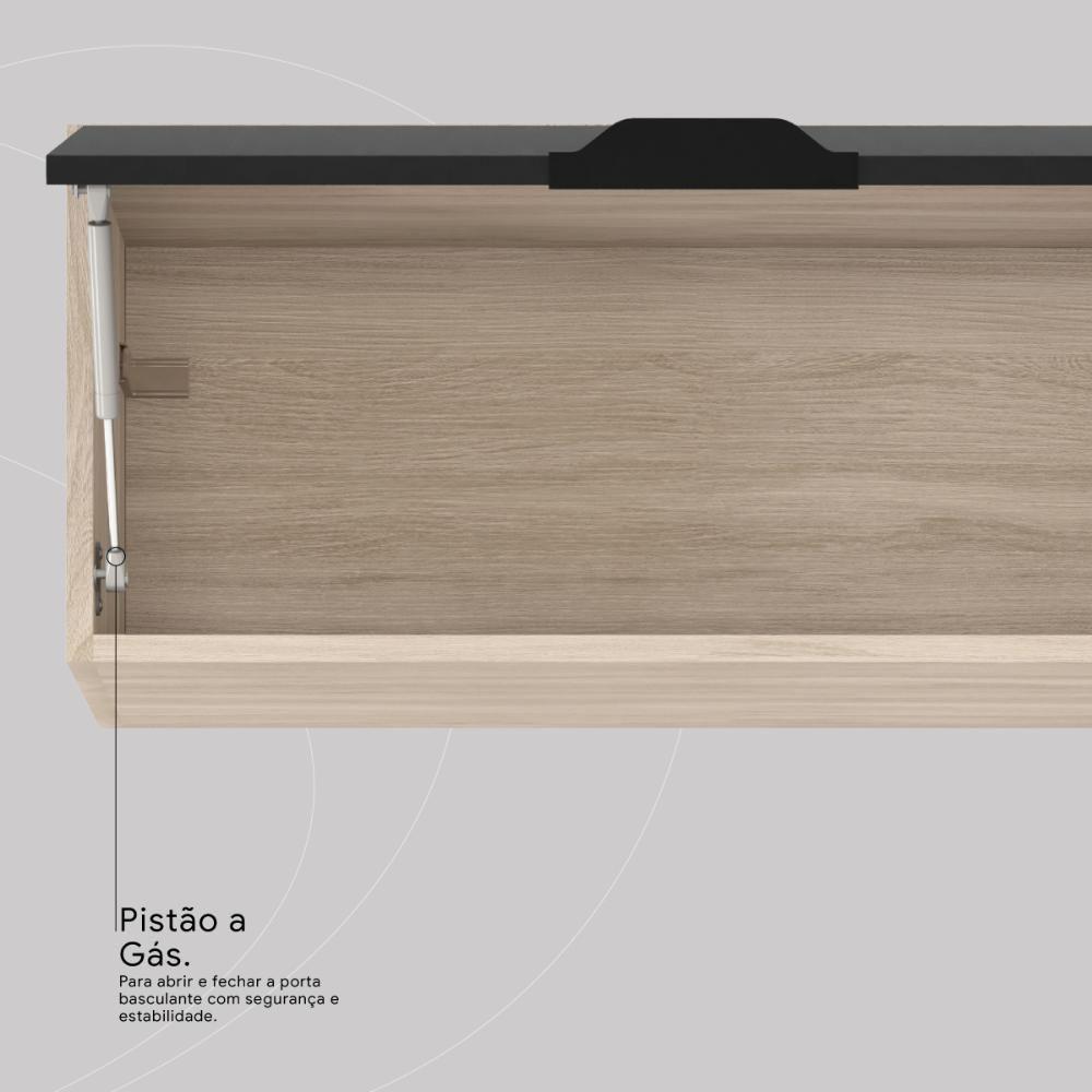 Armario Aereo Firenze Para Cozinha Com 1 Porta Basculante Avena/grafito - 6