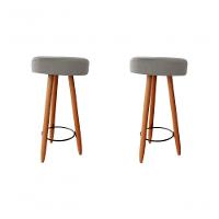 Kit Duas Banqueta Alta Para área Gourmet Balcão Pés Palito Linho Prata Eli Móveis E Decoração - 1