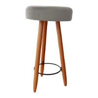 Kit Duas Banqueta Alta Para área Gourmet Balcão Pés Palito Linho Prata Eli Móveis E Decoração - 3