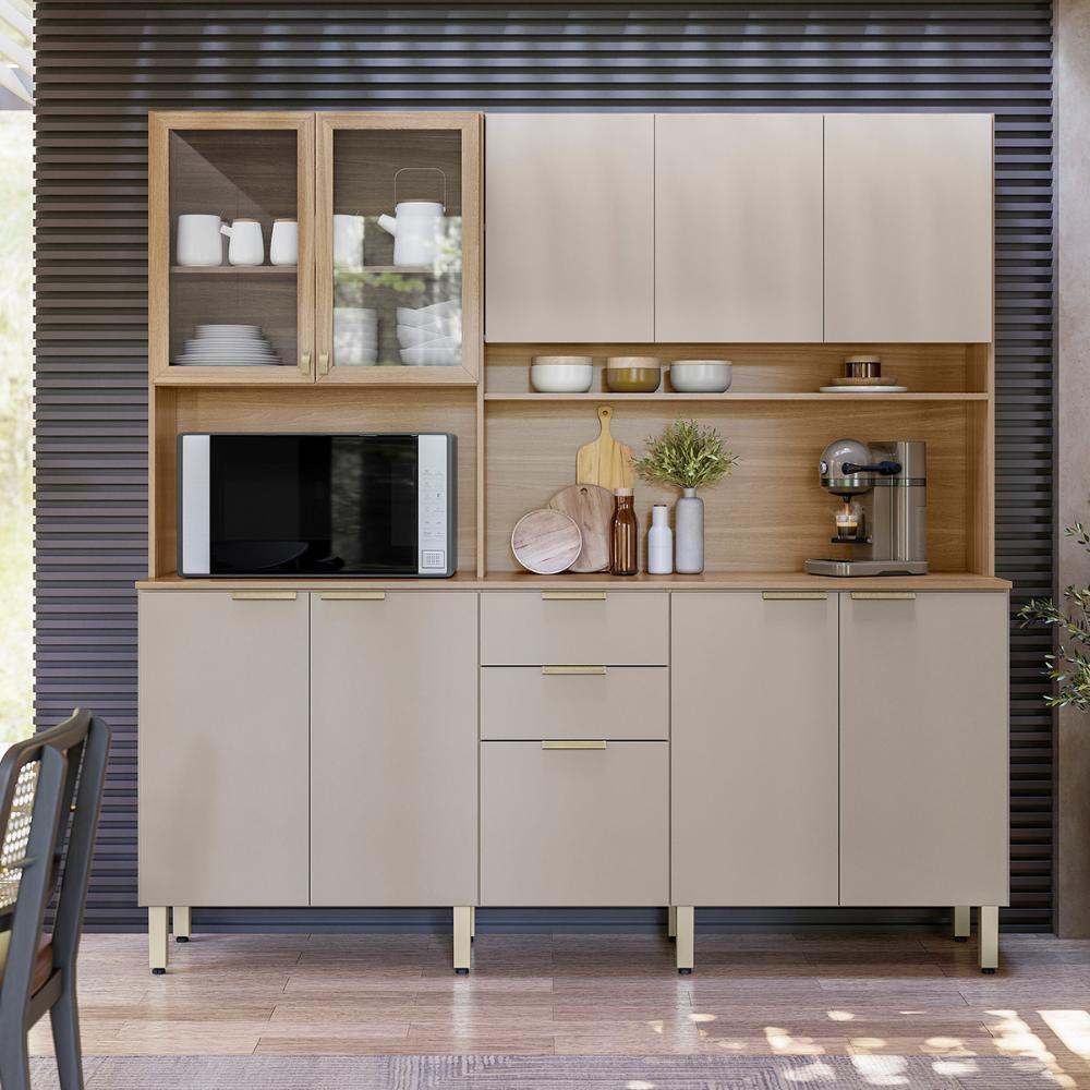 Armario De Cozinha Amora Com 10 Portas E 2 Gavetas Amendola/nude Prime Tx - 1