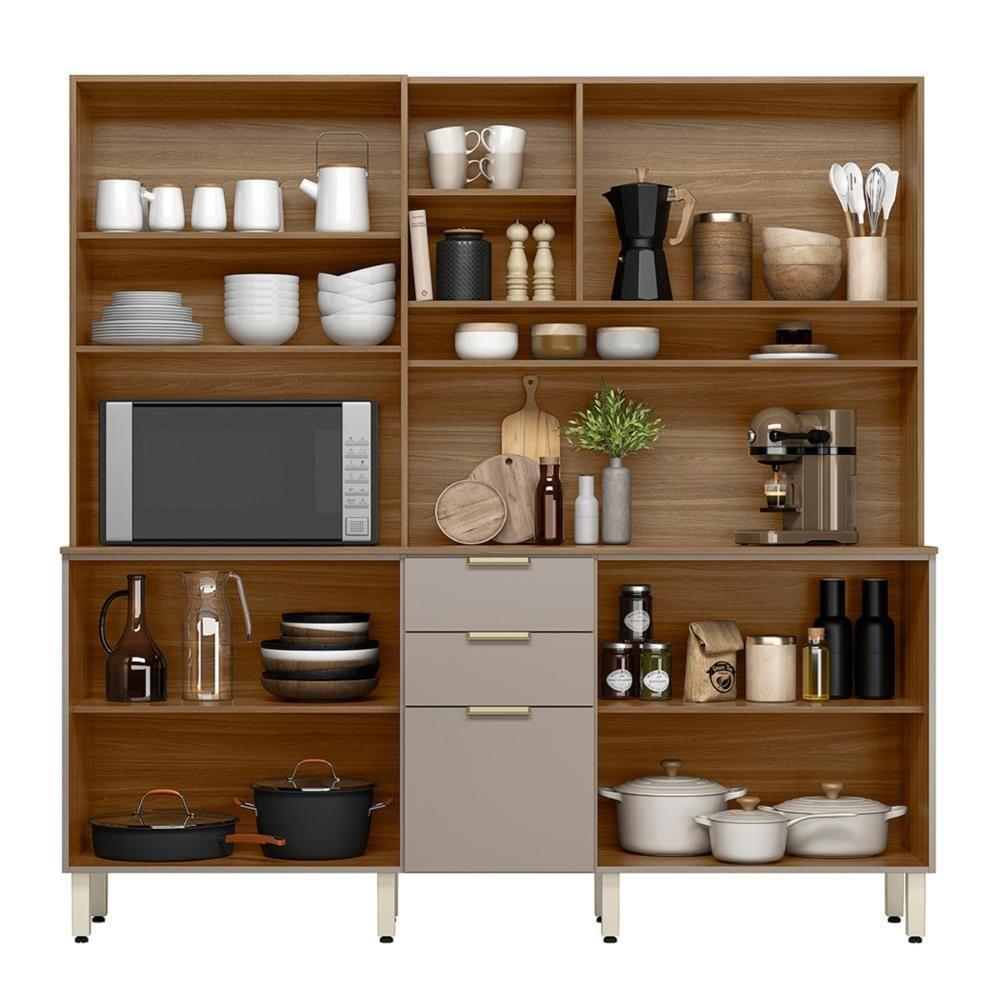 Armario De Cozinha Amora Com 10 Portas E 2 Gavetas Amendola/nude Prime Tx - 4