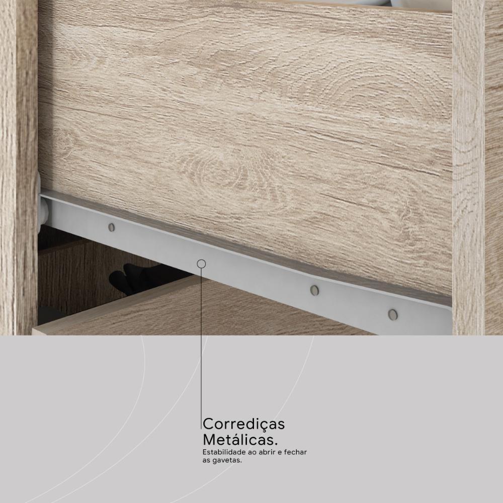 Armario De Cozinha Harmonia Com 6 Portas E 2 Gavetas Avena/grafito - 4