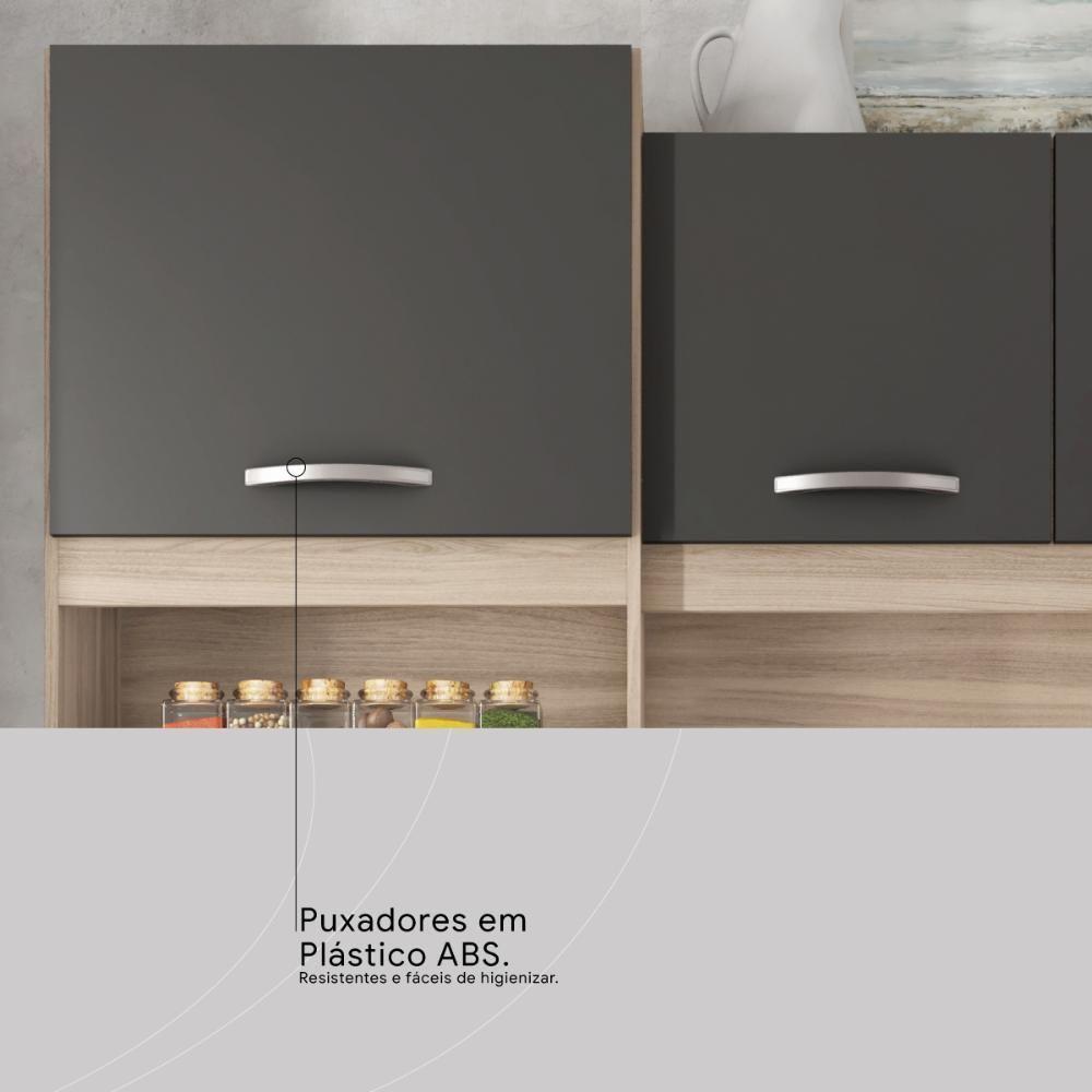Armario De Cozinha Harmonia Com 6 Portas E 2 Gavetas Avena/grafito - 7