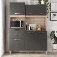 Armario De Cozinha Harmonia Com 6 Portas E 2 Gavetas Avena/grafito - 1