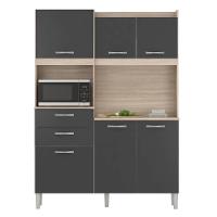 Armario De Cozinha Harmonia Com 6 Portas E 2 Gavetas Avena/grafito - 8