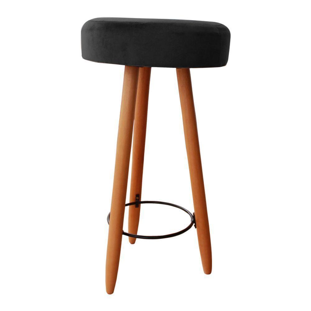 Kit Duas Banqueta Alta Para área Gourmet Balcão Pés Palito Courino Grafite Eli Móveis E Decoração - 2