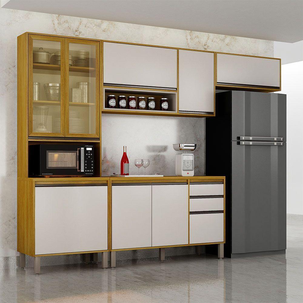 Cozinha Completa Nala Cristaleira 4 Pçs 9 Portas Mobilihouse Cinamomo/off White - 1