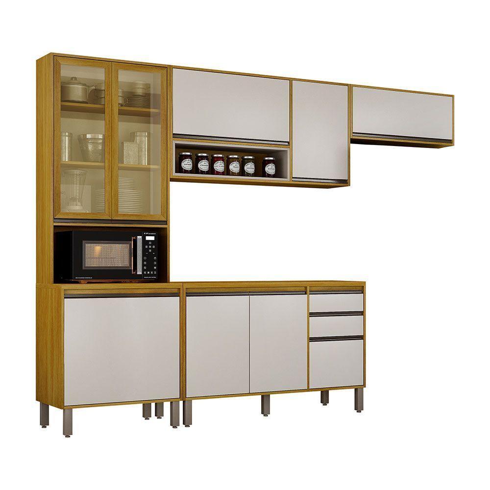 Cozinha Completa Nala Cristaleira 4 Pçs 9 Portas Mobilihouse Cinamomo/off White - 2