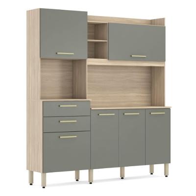 Armario De Cozinha Select Com 6 Portas E 2 Gavetas Avena/menta