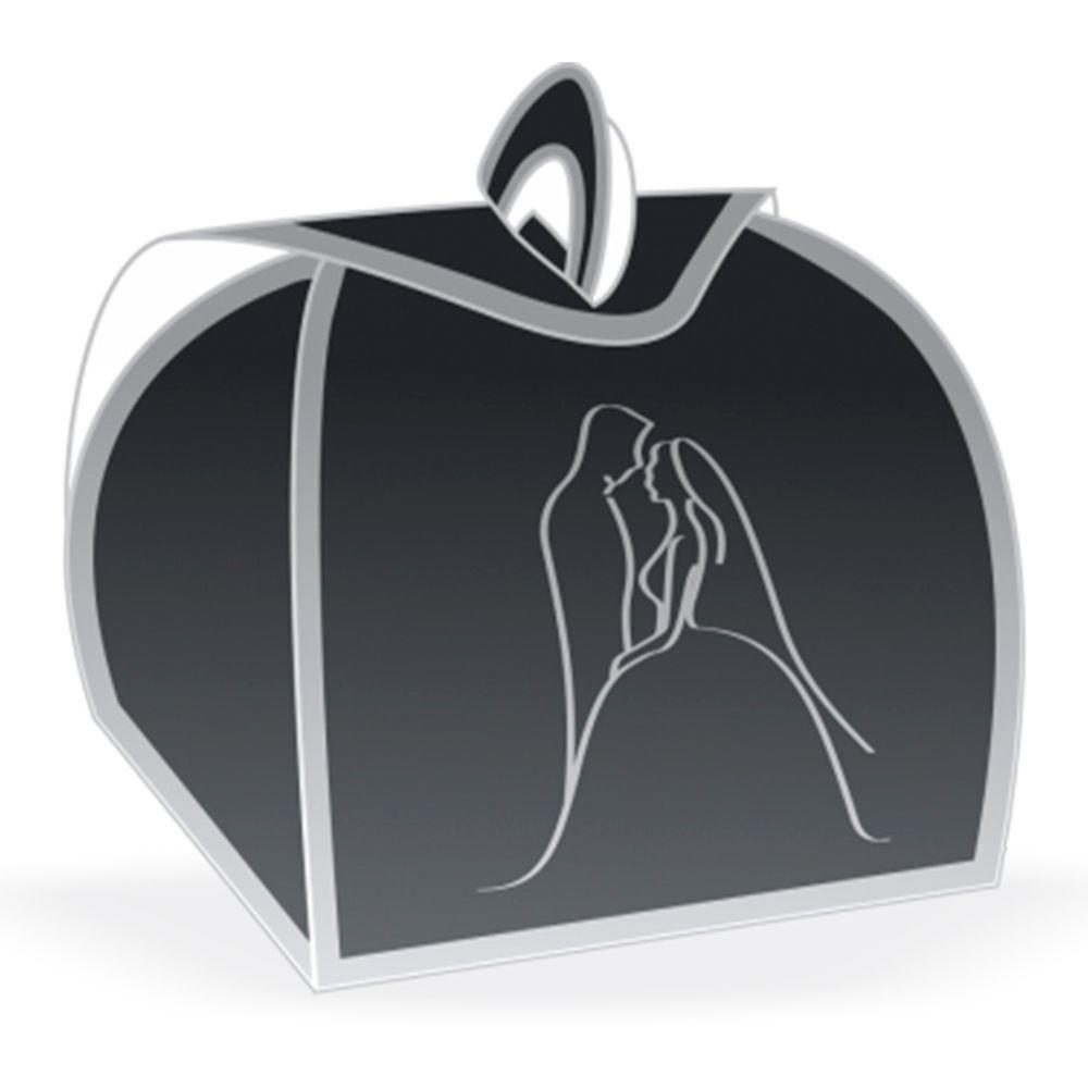 Embalagem Para Bem Casado Estampada Casal Prata - 12 Un - 1