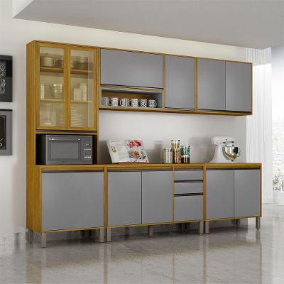 Cozinha Completa Nala 12 Portas Conjunto 5 Peças 260cm Cinza Acetinado e Cinamomo
