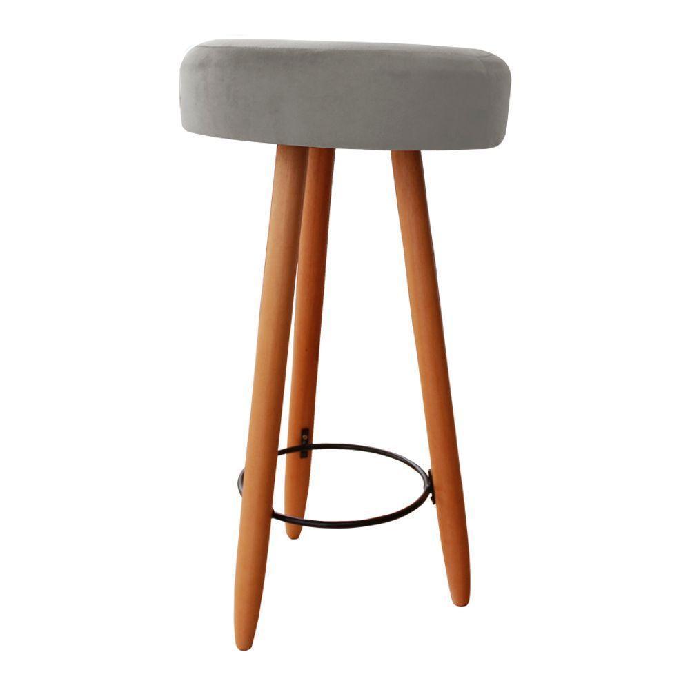 Kit Duas Banqueta Alta Para área Gourmet Balcão Pés Palito Suede Prata Eli Móveis E Decoração - 3