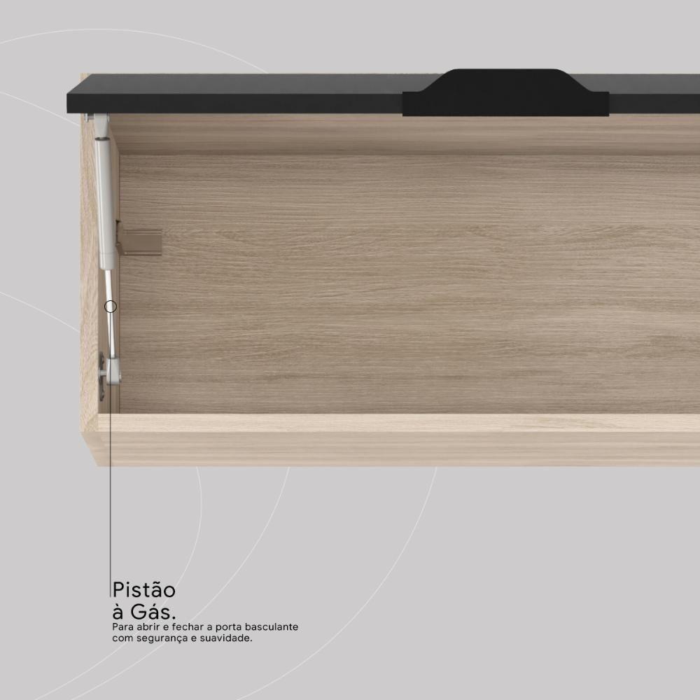 Armario De Cozinha Firenze Com 10 Portas E 2 Gavetas Avena/grafito - 6