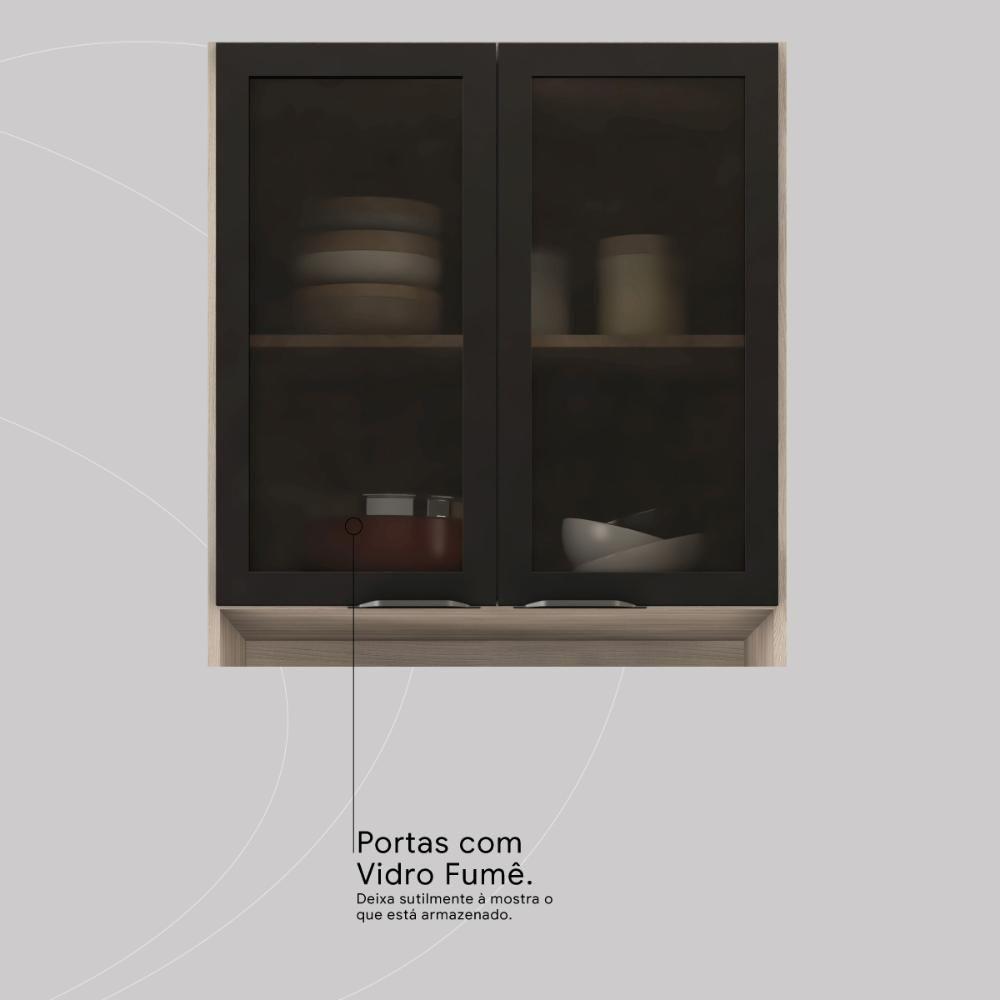 Armario De Cozinha Firenze Com 10 Portas E 2 Gavetas Avena/grafito - 7