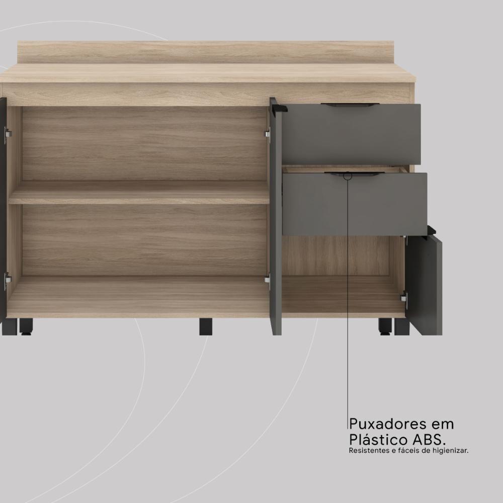 Armario De Cozinha Firenze Com 10 Portas E 2 Gavetas Avena/grafito - 9