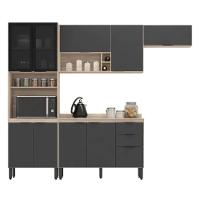 Armario De Cozinha Firenze Com 10 Portas E 2 Gavetas Avena/grafito - 1