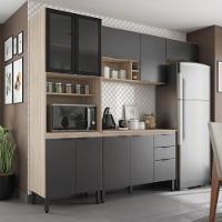 Armario De Cozinha Firenze Com 10 Portas E 2 Gavetas Avena/grafito - 3