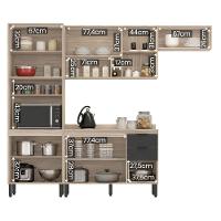 Armario De Cozinha Firenze Com 10 Portas E 2 Gavetas Avena/grafito