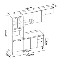 Armario De Cozinha Firenze Com 10 Portas E 2 Gavetas Avena/grafito - 10