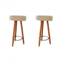 Kit Duas Banqueta Alta Para área Gourmet Balcão Pés Palito Suede Bege Eli Móveis E Decoração - 1