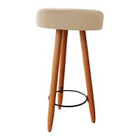 Kit Duas Banqueta Alta Para área Gourmet Balcão Pés Palito Suede Bege Eli Móveis E Decoração - 2