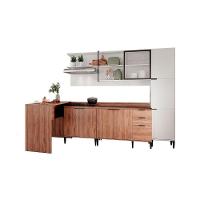 Kit Cozinha Modulada 5 Peças Alpha 1 Aéreo + 2 Balcões + 1 Paneleiro + 1 Ilha C5p100 Freijo/branco - Carraro - 1