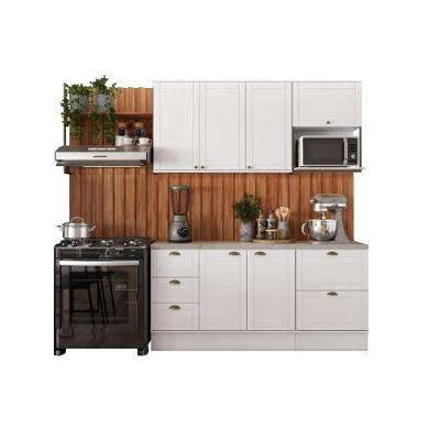Cozinha Completa Milla Lilly Armário e Balcão MDF 260 cm Branco com Corrediças Telescópicas