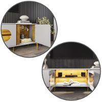 Rack Juquehy Tv 75 Polegadas Com 4 Portas E Pés Em Aço Off White/naturale - 3