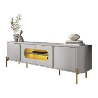 Rack Juquehy Tv 75 Polegadas Com 4 Portas E Pés Em Aço Off White/pistache - 1