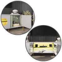 Rack Juquehy Tv 75 Polegadas Com 4 Portas E Pés Em Aço Off White/pistache - 3