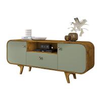 Rack Noronha Tv 55 Polegadas Com Pés De Madeira Maciça Naturale/pistache - 1