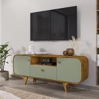 Rack Noronha Tv 55 Polegadas Com Pés De Madeira Maciça Naturale/pistache - 2