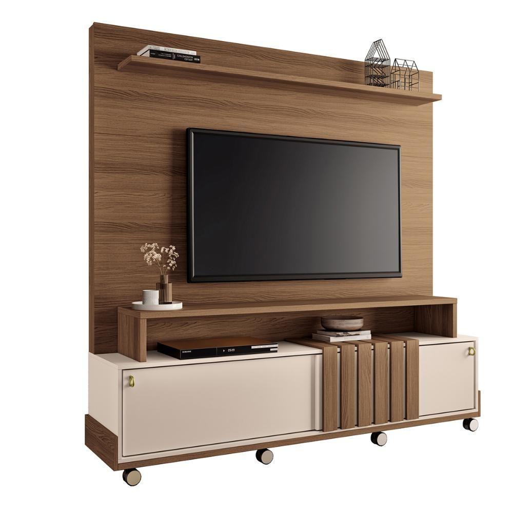 Home Painel Theater Bold Sala Tv Até 65 Polegadas Castanho/off White - 1