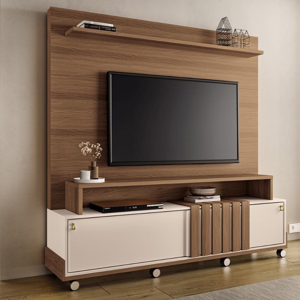 Home Painel Theater Bold Sala Tv Até 65 Polegadas Castanho/off White - 2