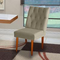 Jogo 04 Cadeiras De Jantar Estofada Cozinha Paris Suede Bege Eli Móveis - 2