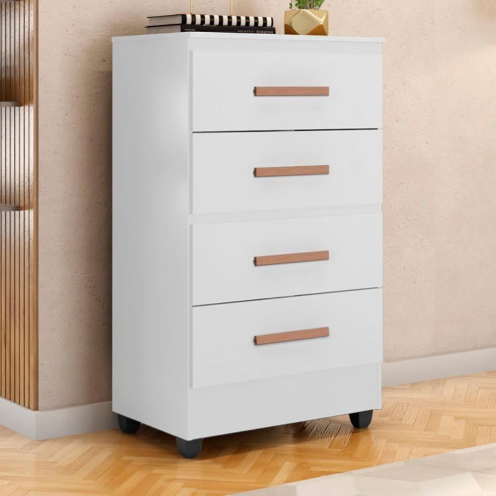 Gaveteiro 4 Gavetas Rennes Branco Brilho - 1