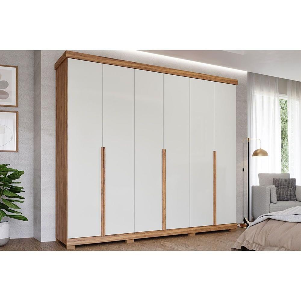 Guarda Roupa Casal 6 Portas E 6 Gavetas Com Pés Guarapari Cinamomo/off White - Panan - 1