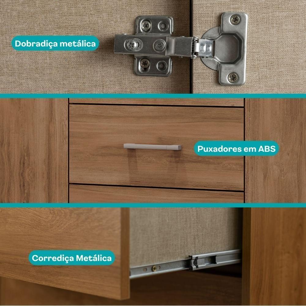 Guarda Roupa Casal Com Espelho 4 Portas Roma Carraro Freijó - 8