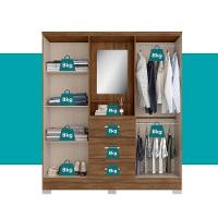 Guarda Roupa Casal Com Espelho 4 Portas Roma Carraro Freijó - 2